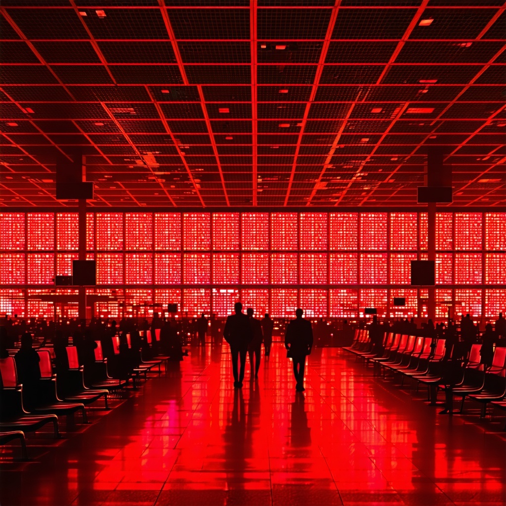 An image of UK Airpot cyberattack with red colors-1