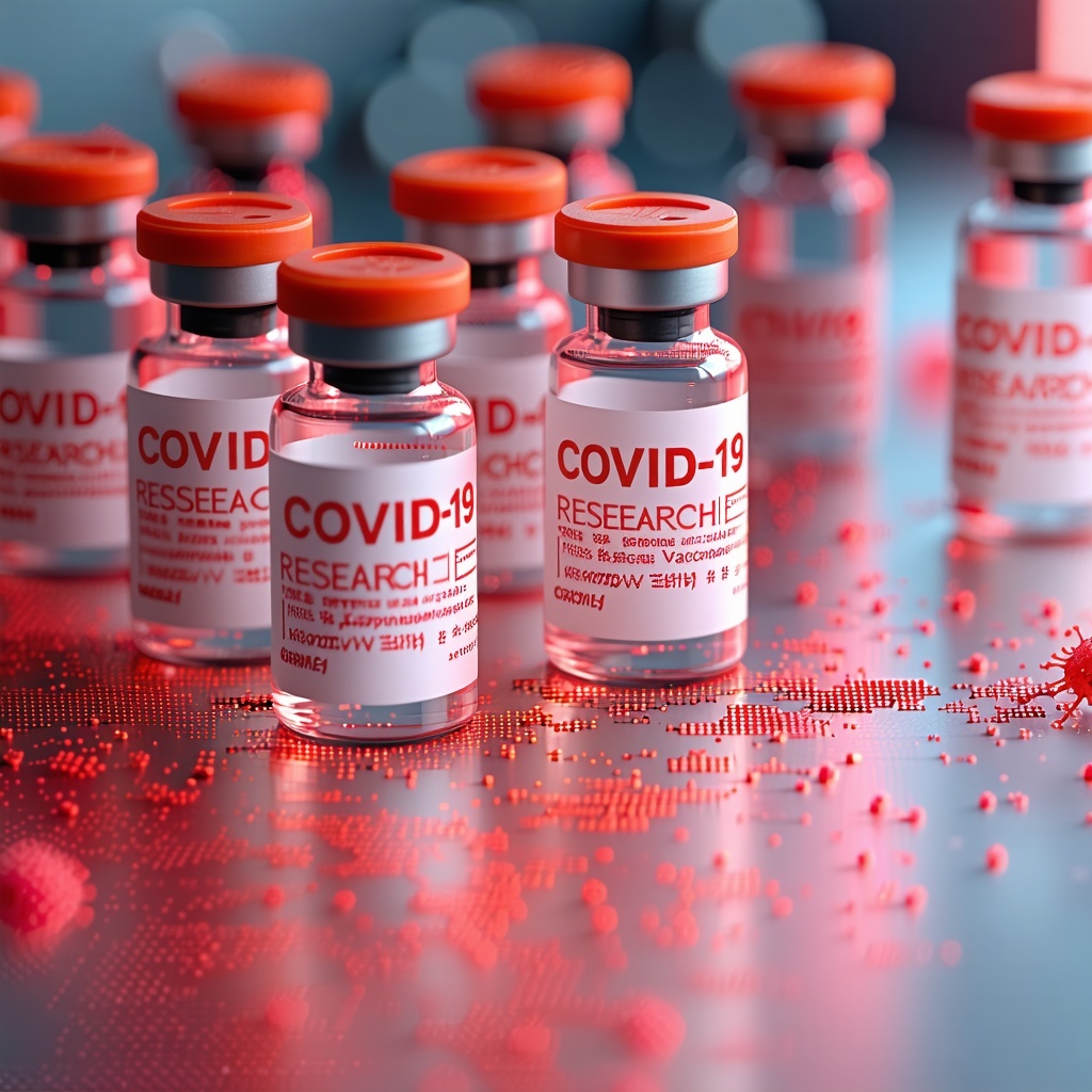 COVID19 Vaccine Research Hack so that put COVID19 on the image with red colors