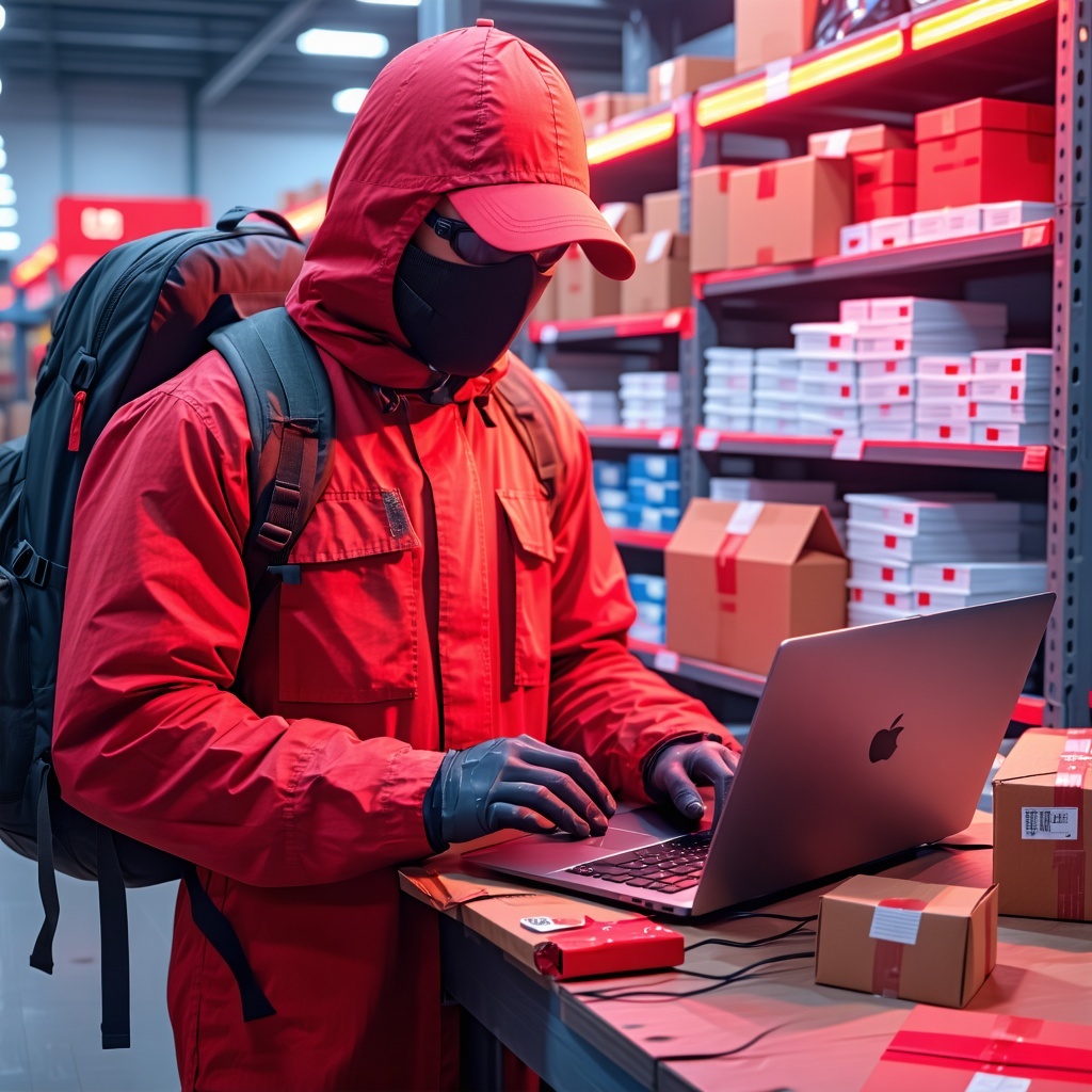 Cyberattack on a Major US Courier Company with some red colors Cyberattack on a Major US Courier Company with some red colors