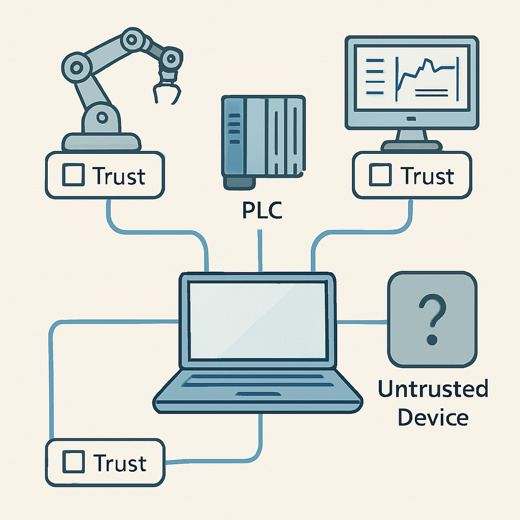 HMI     OT PLCSCADA    Trust        Question mark  Unknown device    Node               1          Untrusted Device