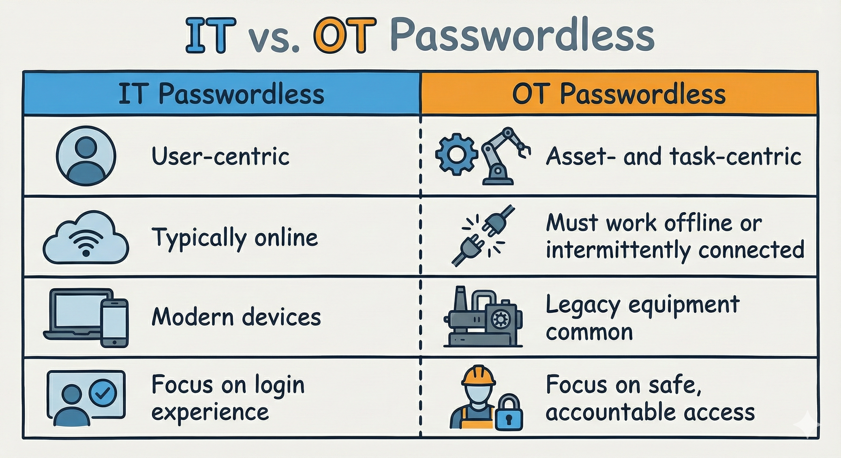 IT Passwordless vs OT Passwordless